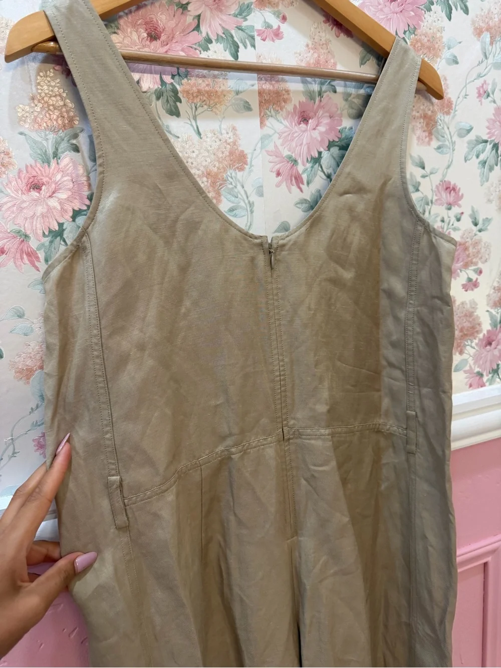 Linen Banana Republic Khaki Sleeveless Jumpsuit